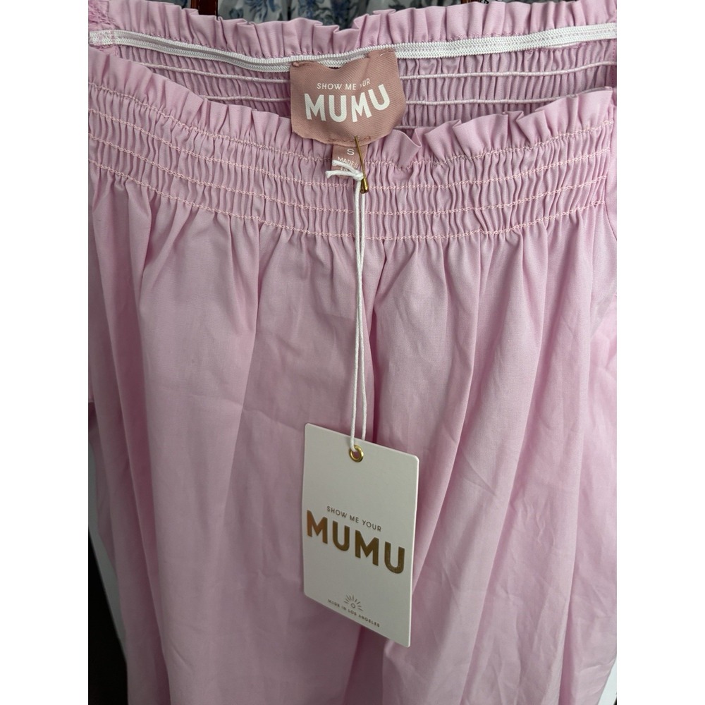 Show Me Your‎ MuMu Annalynne Mini Dress Petal Pink Puff Sleeve Babydoll Sz Small - Picture 7 of 7